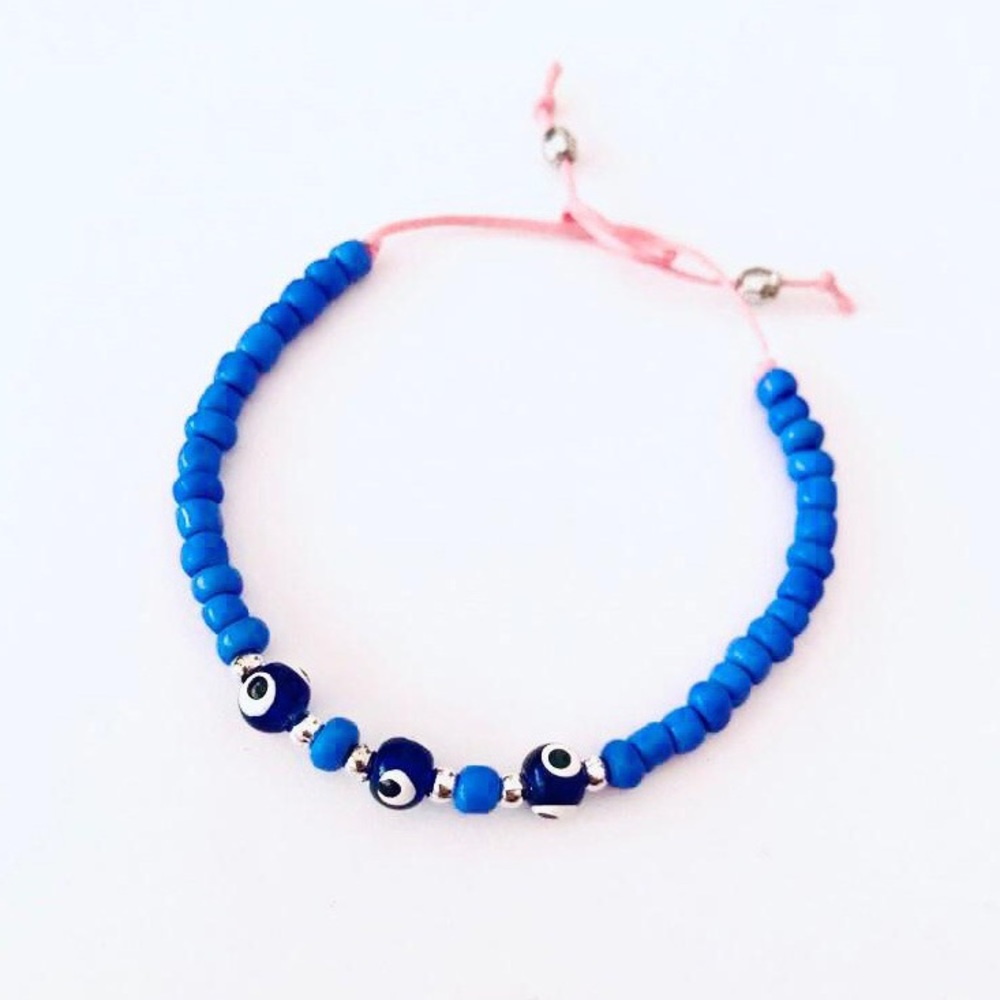 Blue Evil Eye Natural Bracelet - NWT - Picture 3 of 6